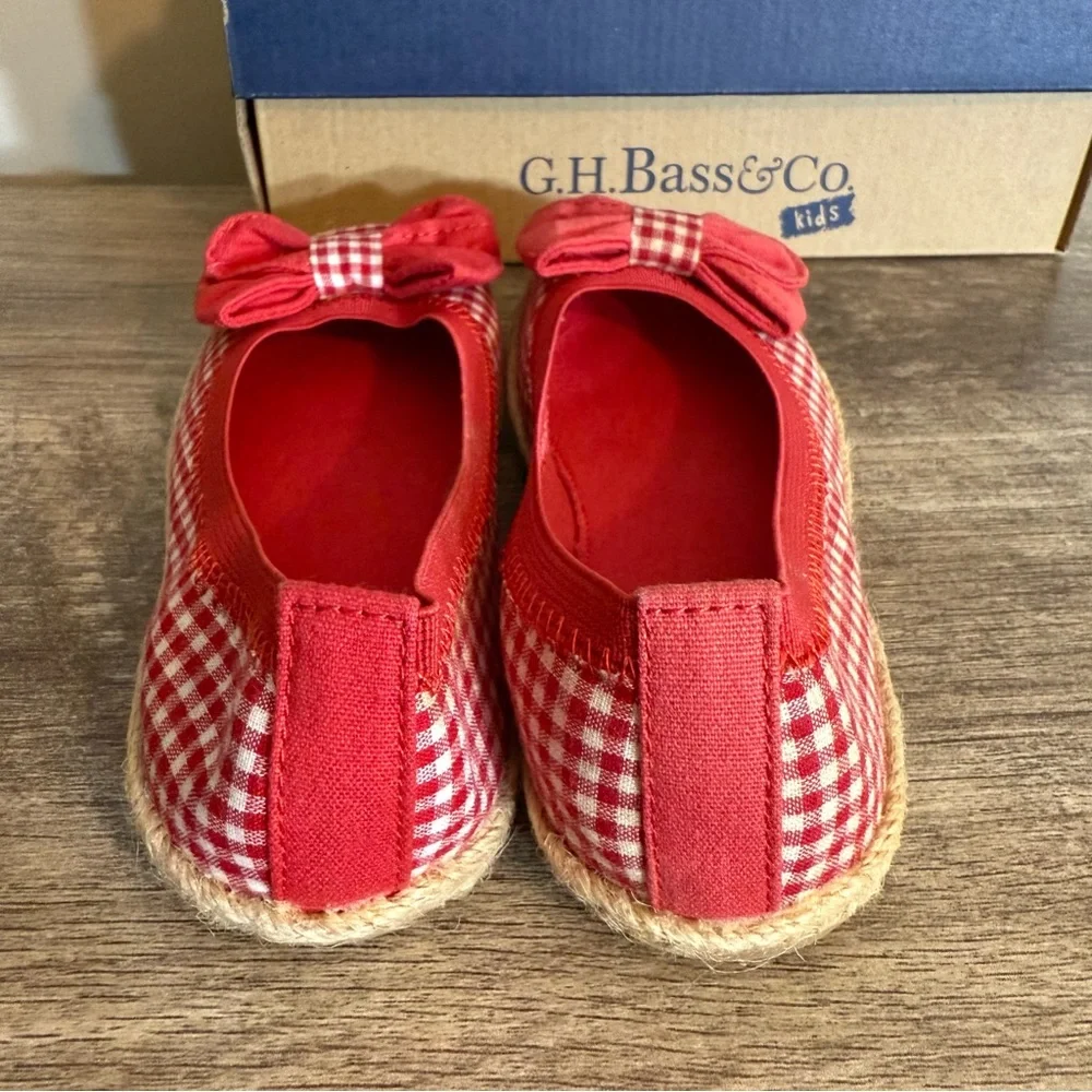 READ Bass Jordyn Flats Red Gingham Print Bow Shoes Kids Size 12